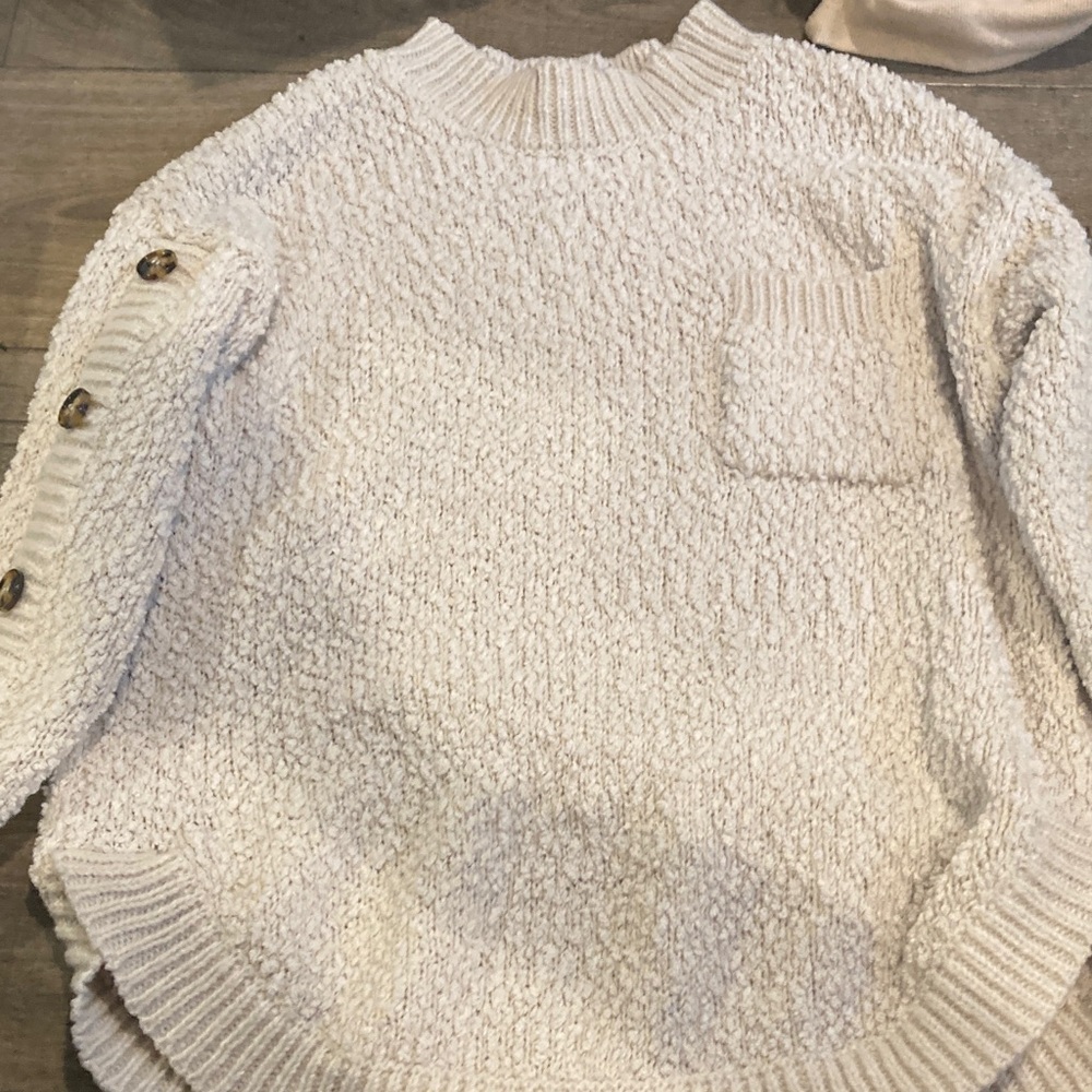 Elegant Cream Sweater with Button Accents